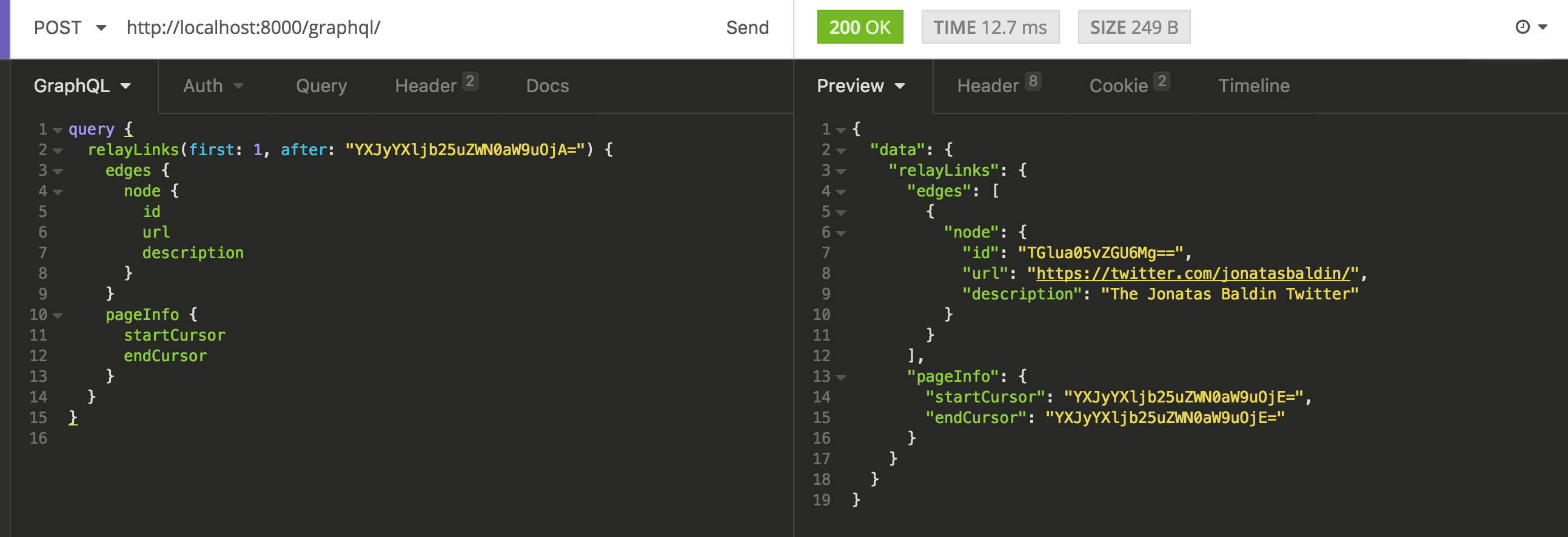 first: 1 parameter