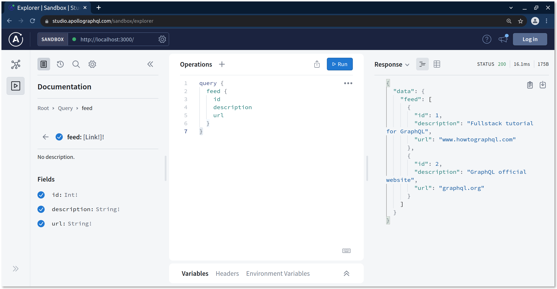 Apollo Studio Feed Query