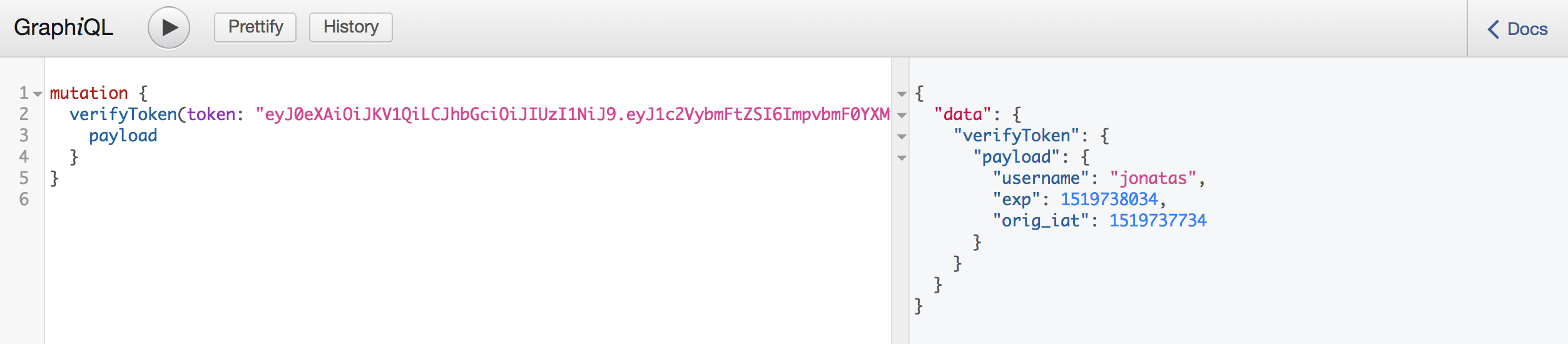 VerifyToken to confirm that the token is valid, passing it as an argument