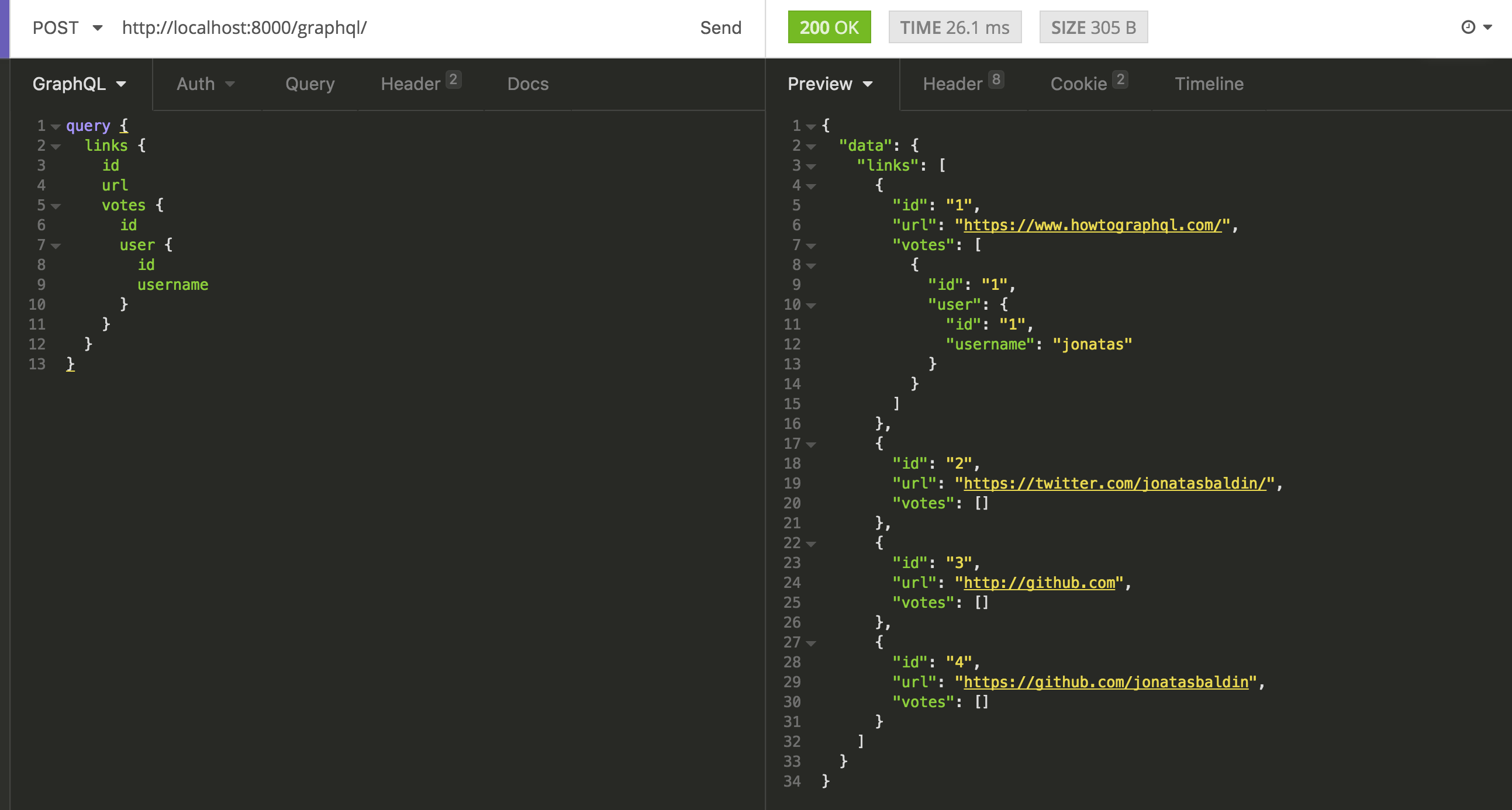 make a query for all the links and see how smoothly the votes become available