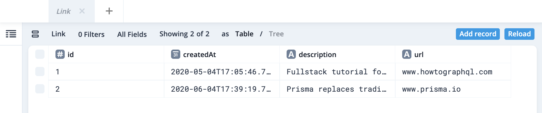 see a tab for your Link model